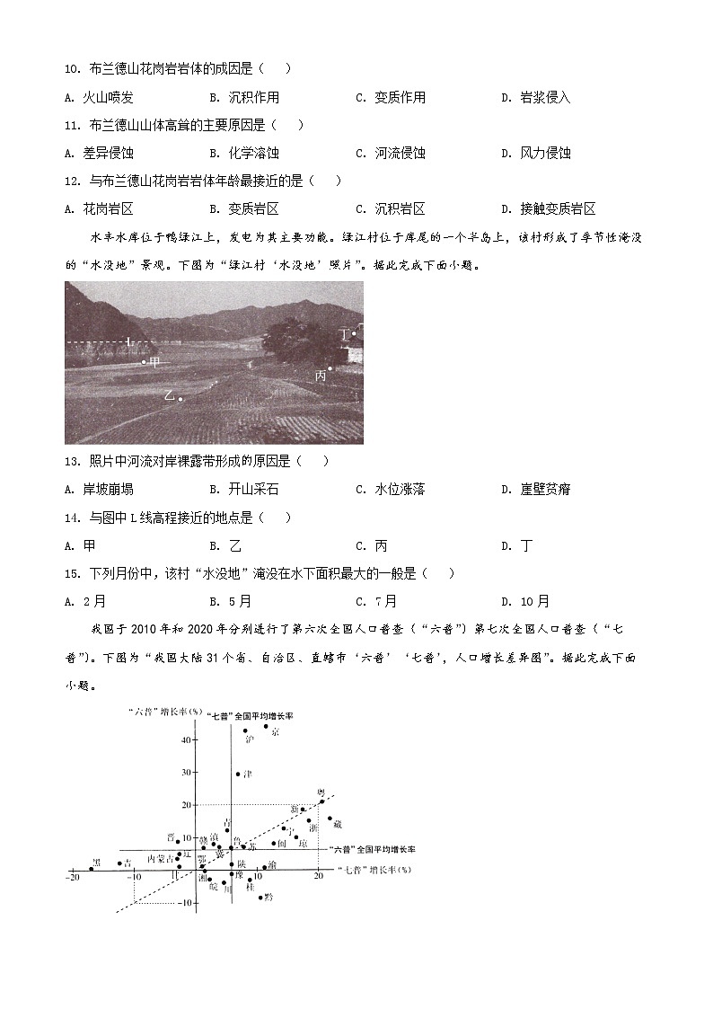 精品解析：2022年新高考江苏地理高考真题文档版（原卷版）03