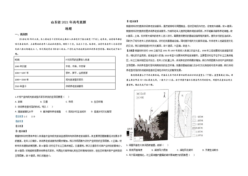 2021年高考真题 地理(山东卷)（含解析版）01