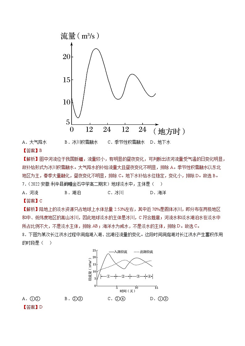 4.1 陆地水体及其相互关系（分层练）-【讲义+分层练】高二地理上学期同步备课优质资源（人教版2019选择性必修1）03