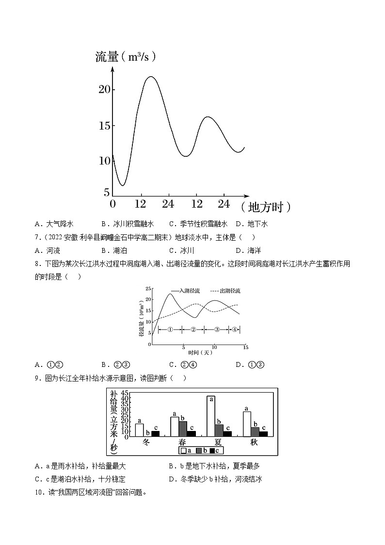 4.1 陆地水体及其相互关系（分层练）-【讲义+分层练】高二地理上学期同步备课优质资源（人教版2019选择性必修1）02