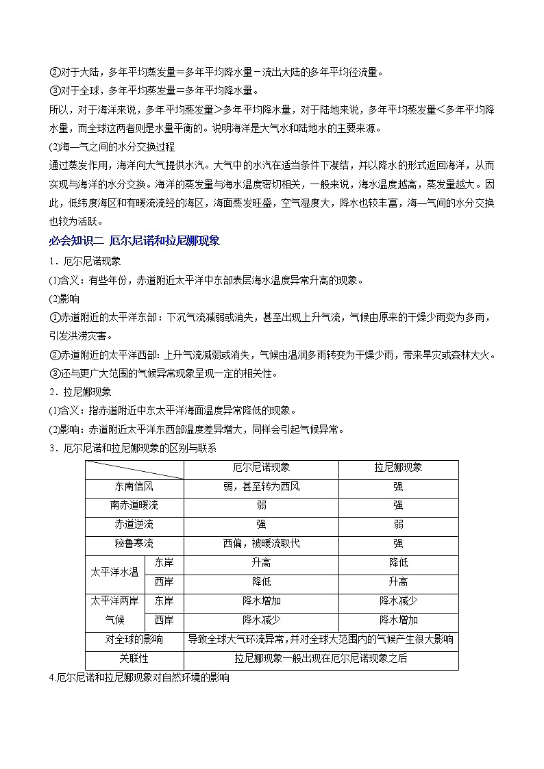 4.3 海—气相互作用（讲义）-【讲义+分层练】高二地理上学期同步备课优质资源（人教版2019选择性必修1）02