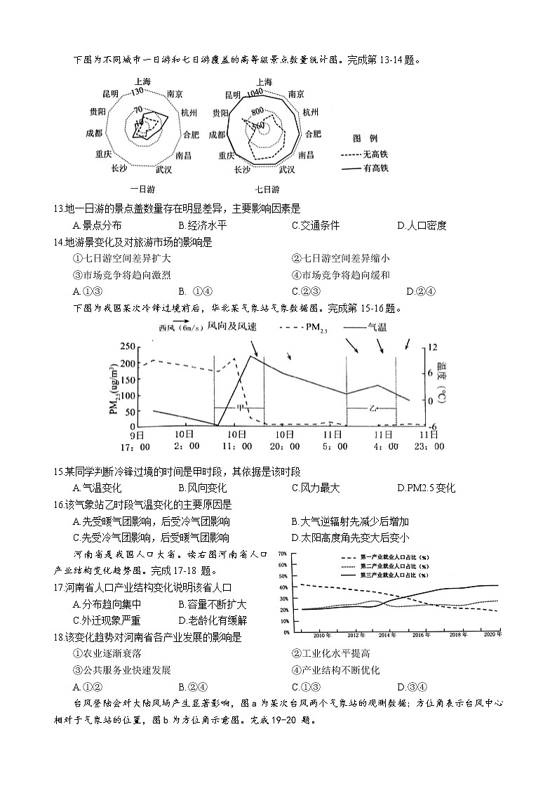 2022-2023学年浙江杭州市第四中学高二地理11月强化训练03