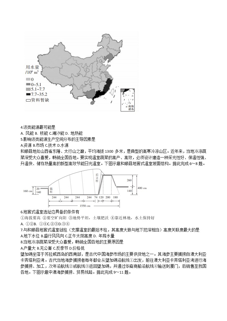 2021-2022学年辽宁省普通高中学业水平选择性考试模拟（四）地理试题 解析版02