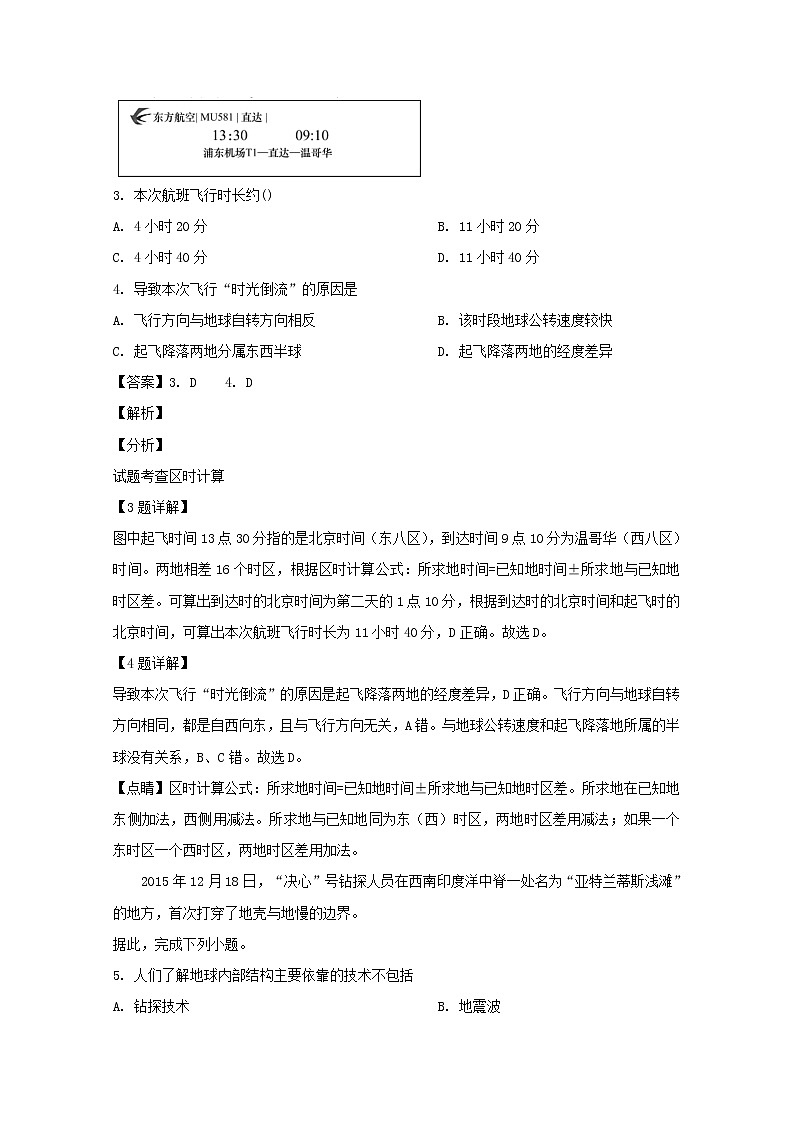 2019-2020学年湖南省高二普通高中学业水平考试信息模拟卷（六）地理试题 解析版第2页