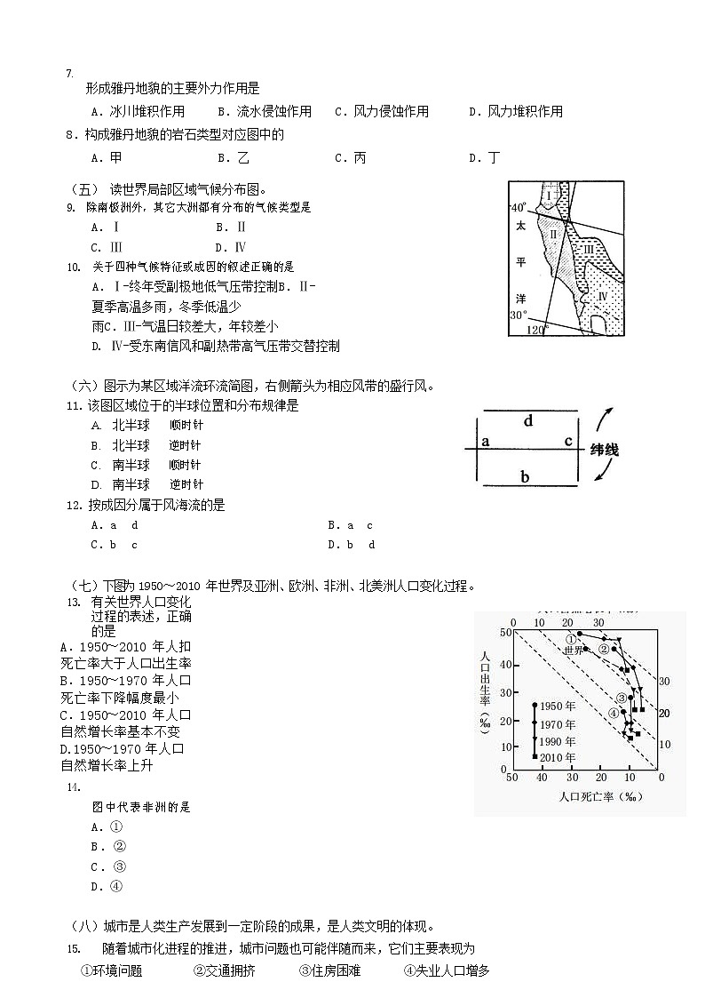 2020-2021学年上海市华东师范大学第二附属中学高二地理等级考模拟卷六 Word版02