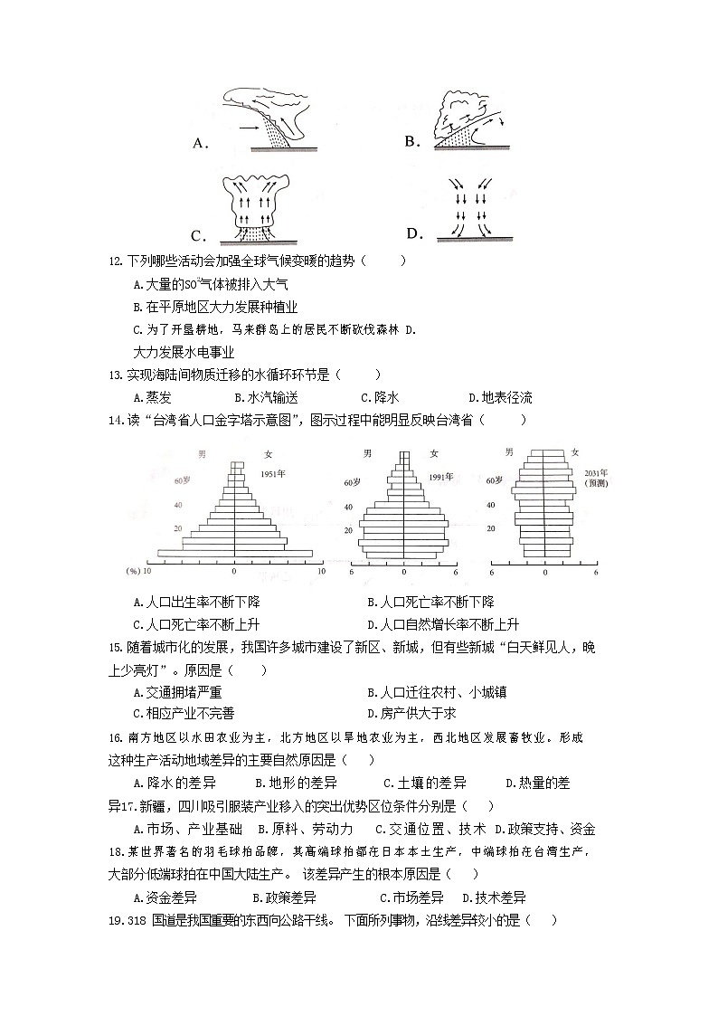 2020-2021学年上海市华东师范大学第二附属中学高二地理等级考模拟卷三 Word版02