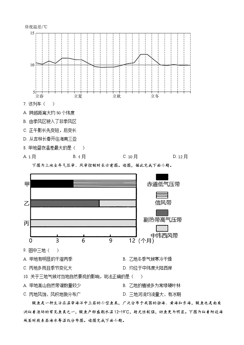 2022-2023学年北京市顺义区牛栏山一中高三上学期期中考试 地理03