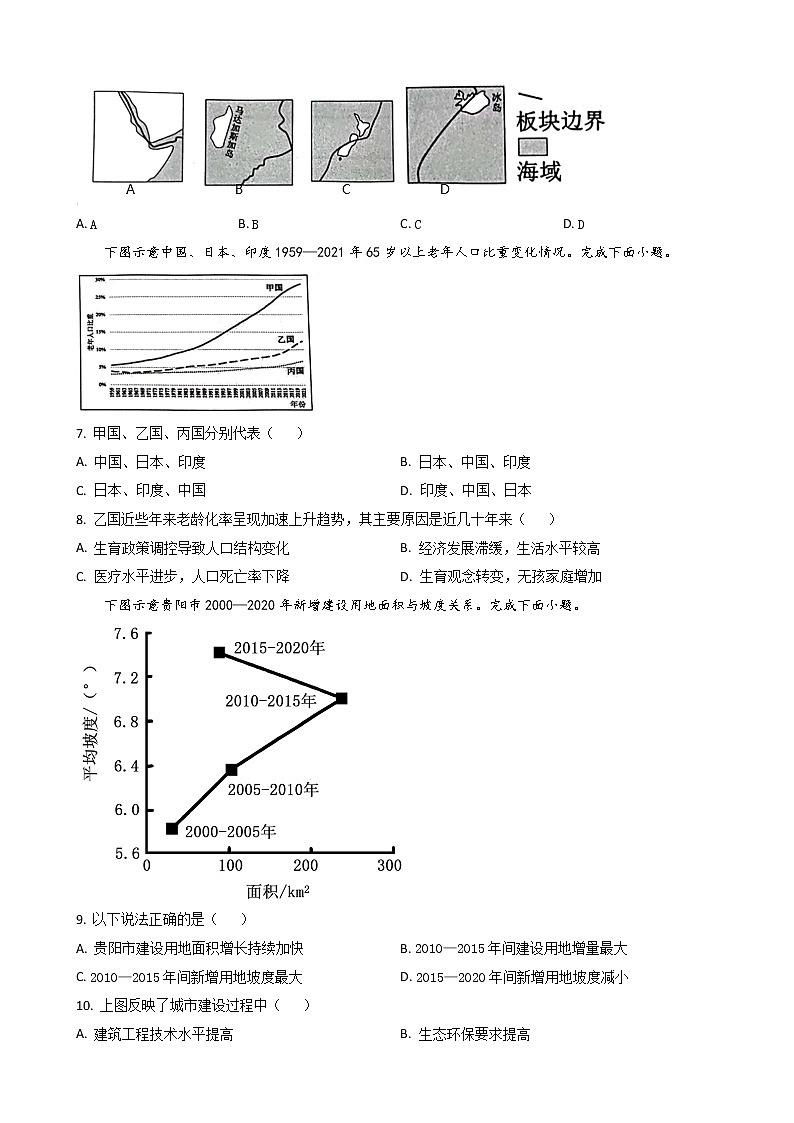 2022-2023学年浙江省诸暨中学稽阳联谊学校高三上学期11月期中联考试题地理含解析03