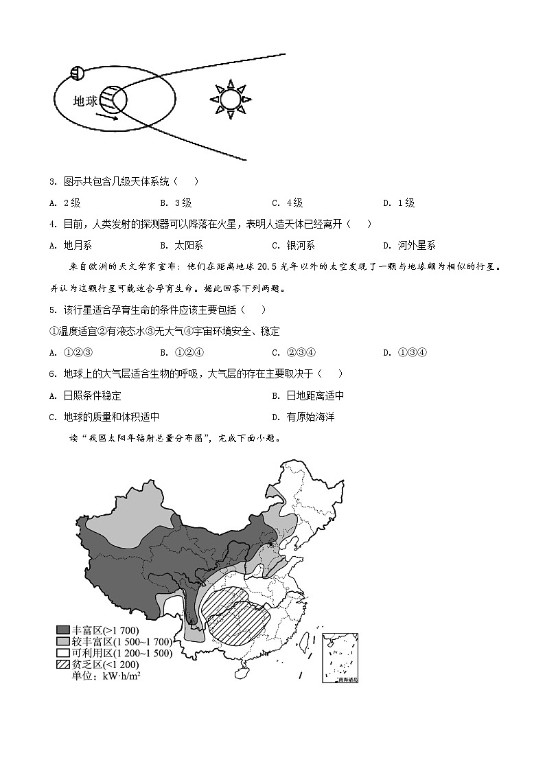 2021-2022学年山东省济南第重点中学高一上学期期中地理试题02