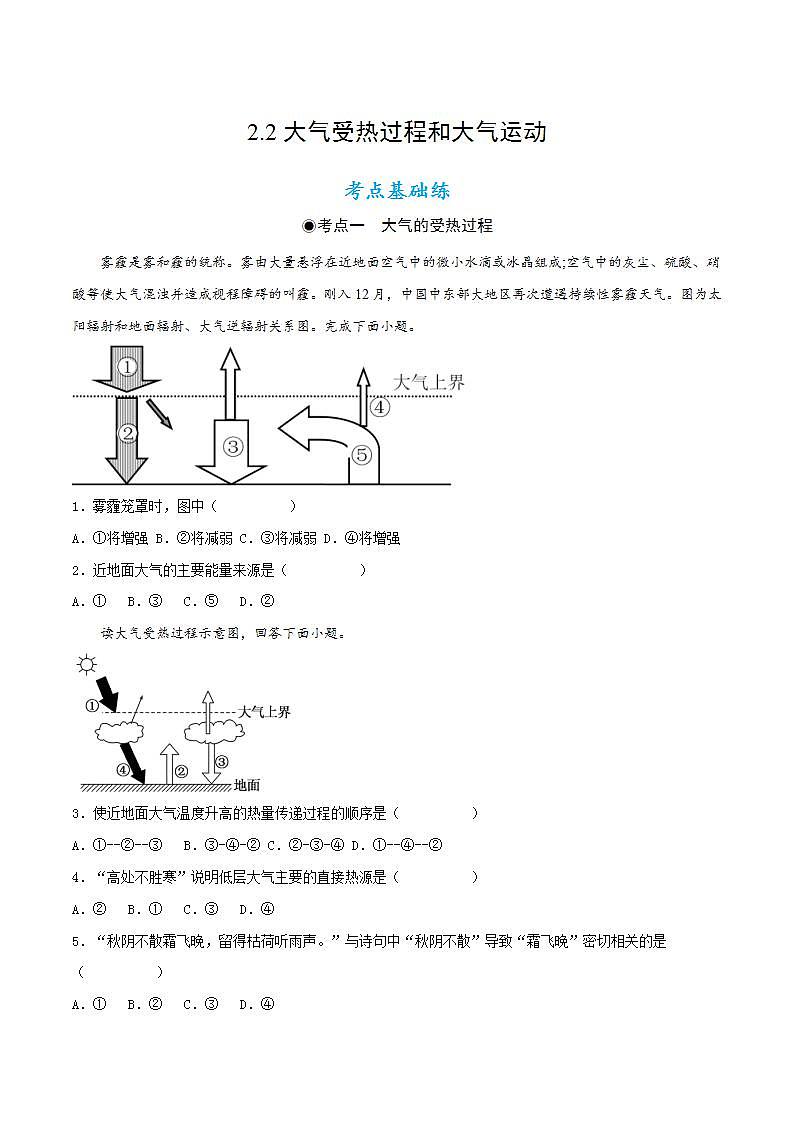 2.2大气受热过程和大气运动（教学课件）高一地理同步备课系列（人教版2019必修第一册）01