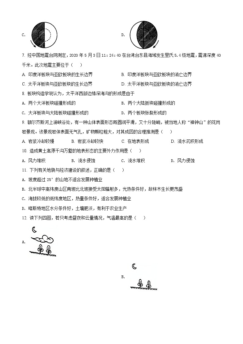 精品解析：上海市金山中学2019-2020学年高一下学期期中地理试题02