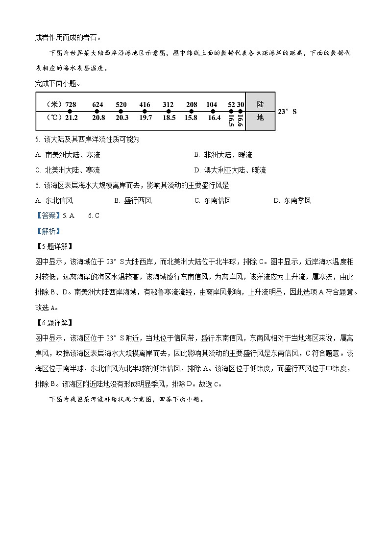 浙江省舟山市2022-2023学年高二上学期期末（开学考试）地理试题含解析第3页