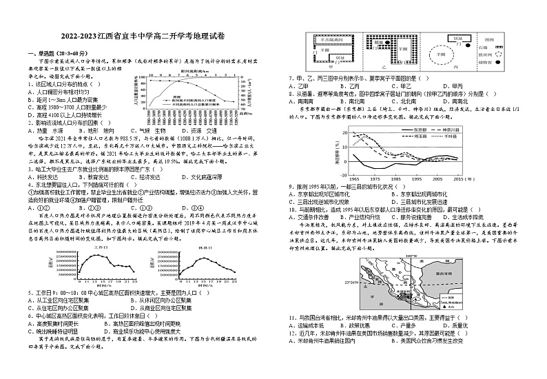 江西省宜春市宜丰县宜丰中学2022-2023学年高二下学期开学考试地理试题01