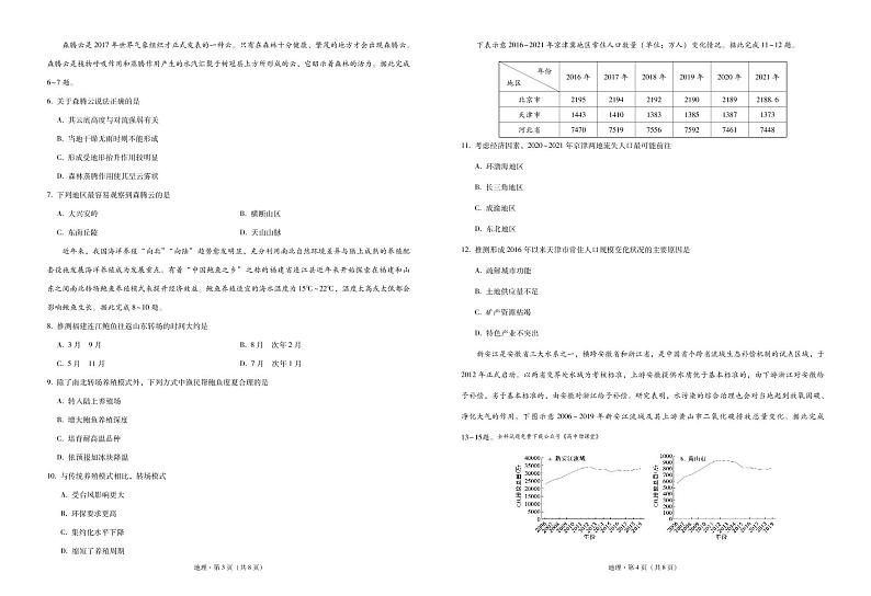 重庆市第一中学校2022-2023学年高三下学期2月月考地理-试卷PDF版无答案第2页