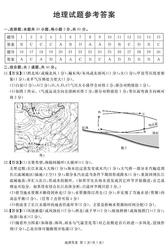 2023遂宁高一上学期期末考试地理PDF版含答案01