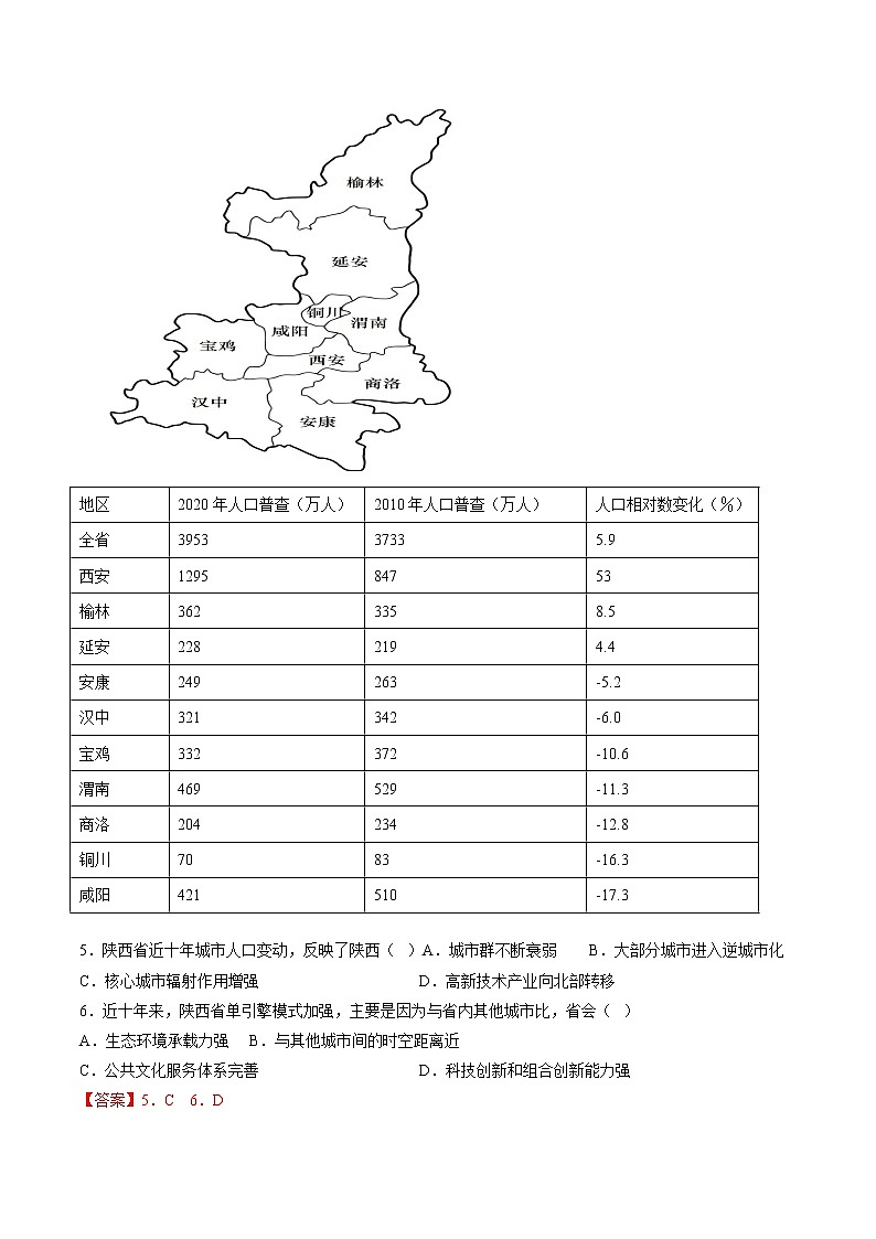 专题07 人口专题（分层训练）——【高考二轮复习】2023年高考地理全面复习汇编（浙江专用）（原卷版+解析版）03