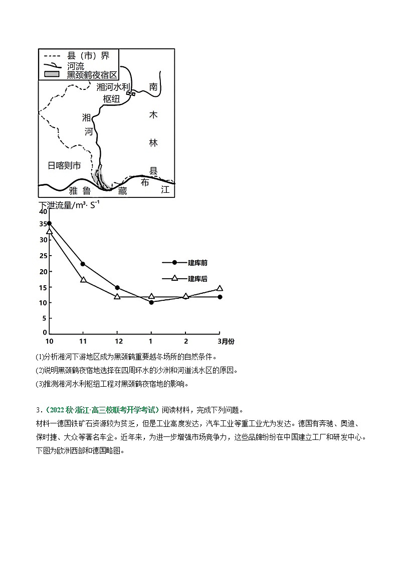 专题13 区域合作（分层训练）——【高考二轮复习】2023年高考地理全面复习汇编（浙江专用）（原卷版+解析版）02
