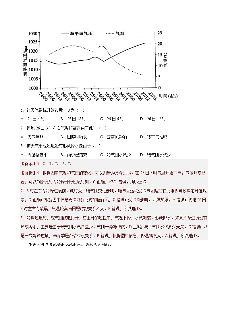 【高考二轮复习】2023年高考地理典型题汇编——03地球上的大气（原卷版+解析版）03