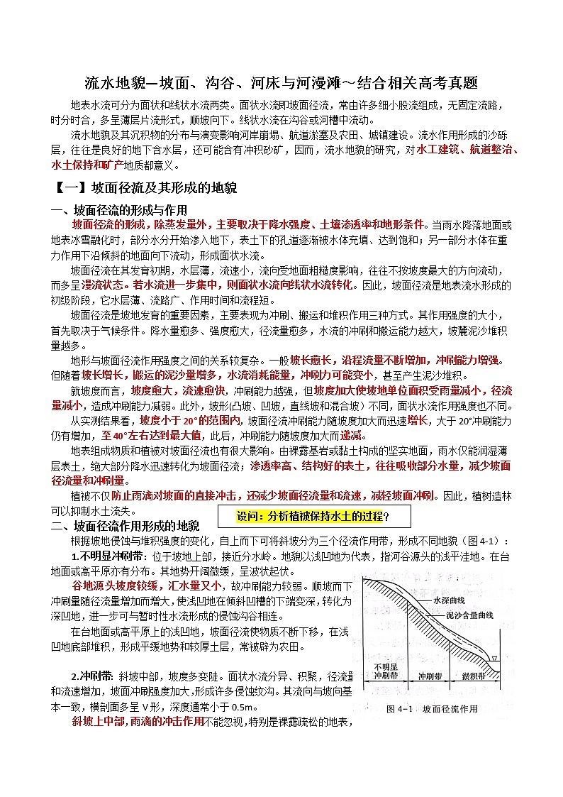 24流水地貌—坡面、沟谷、河床与河漫滩～结合相关高考真题-备战高考地理之探讨大学地理知识第1页