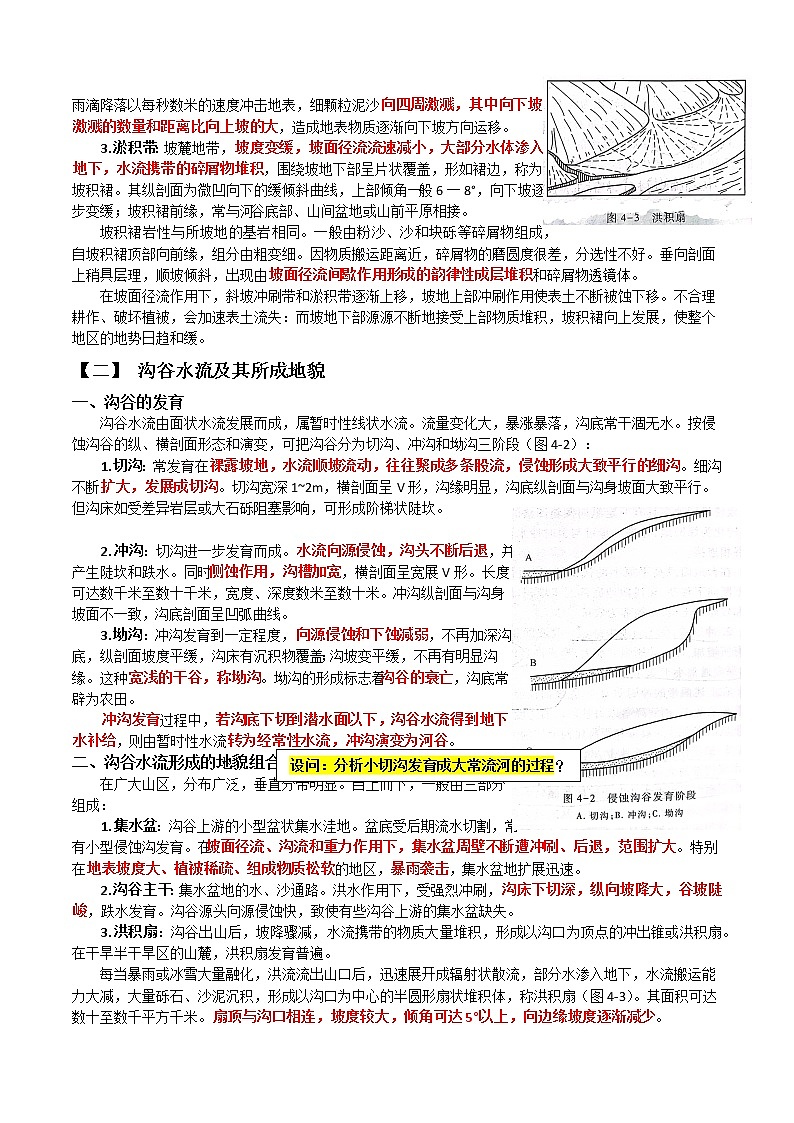 24流水地貌—坡面、沟谷、河床与河漫滩～结合相关高考真题-备战高考地理之探讨大学地理知识第2页