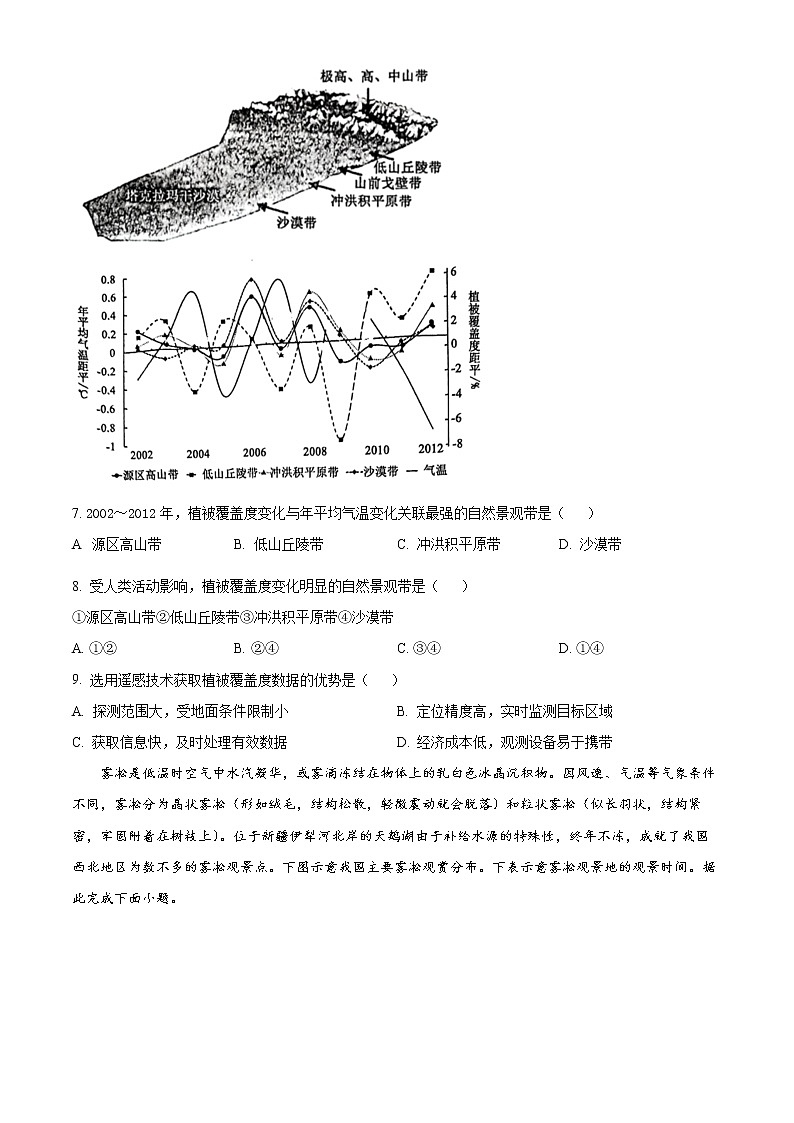 2022-2023学年湖北省黄冈市高二上学期期末调研考试地理试题（word版）第3页