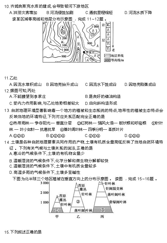 2022-2023学年山东省枣庄市滕州市高二上学期2月期末质量检测地理试卷（word案）03