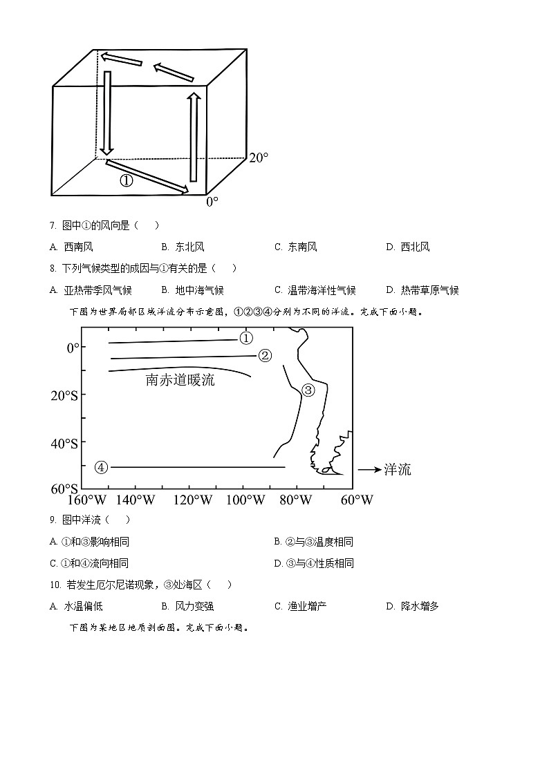 2023浙江省名校协作体高二下学期开学联考地理试题含解析03