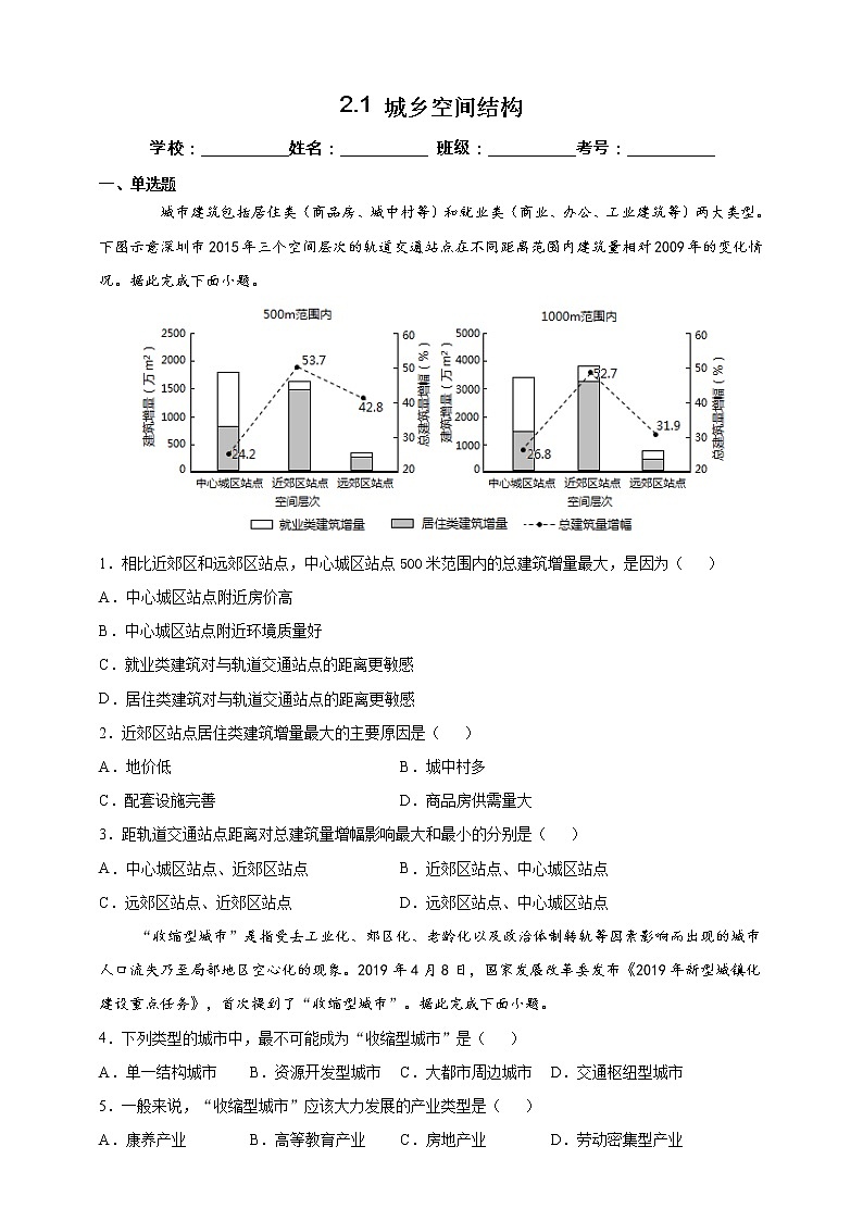 2.1 城乡空间结构 同步课件+教学设计+视频素材+课时训练01