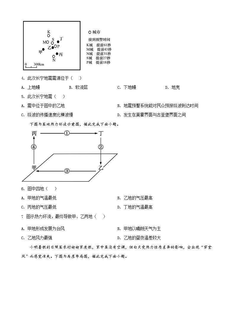 2022凉山州西昌高一上学期期末检测地理试题含解析02