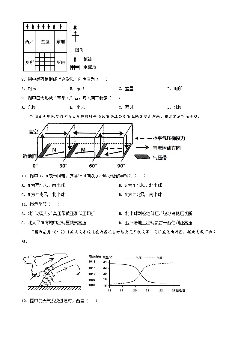 2022凉山州西昌高一上学期期末检测地理试题含解析03