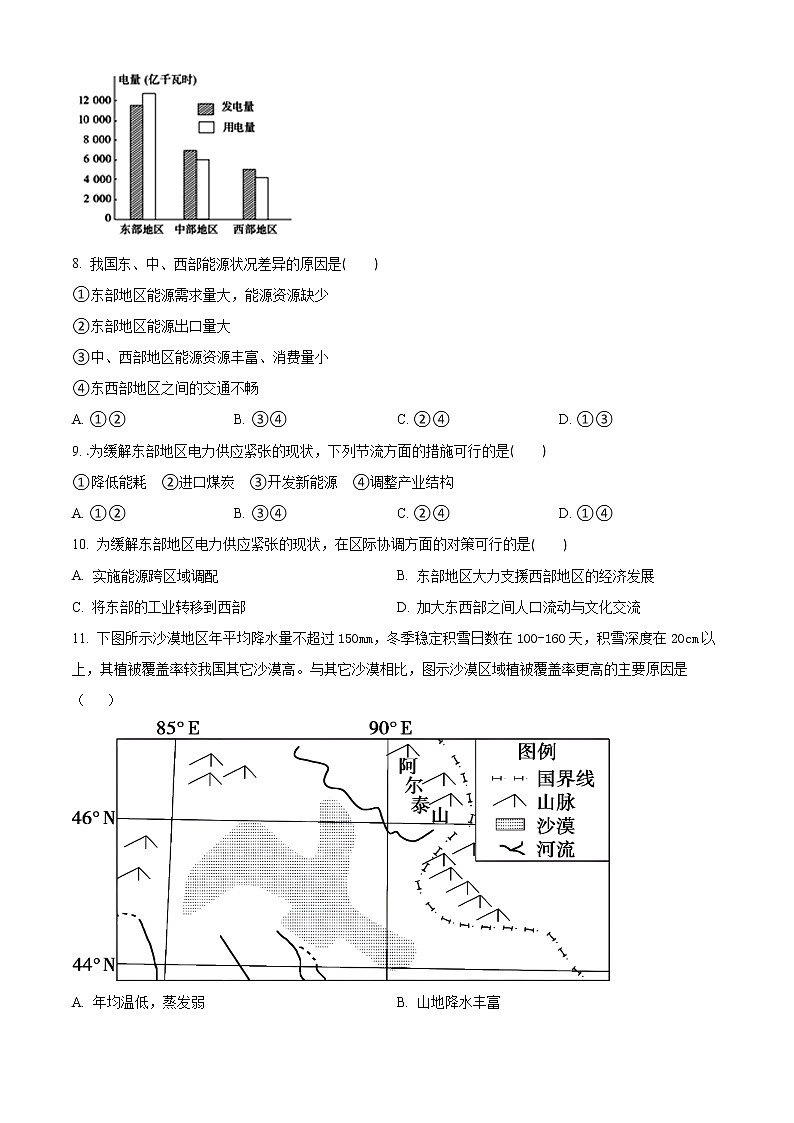 2023渭南大荔县高二上学期期末考试地理含解析03