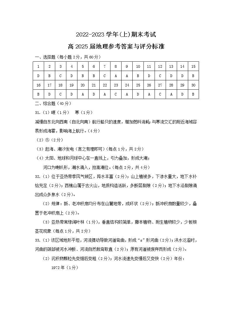 高一地理答案第1页