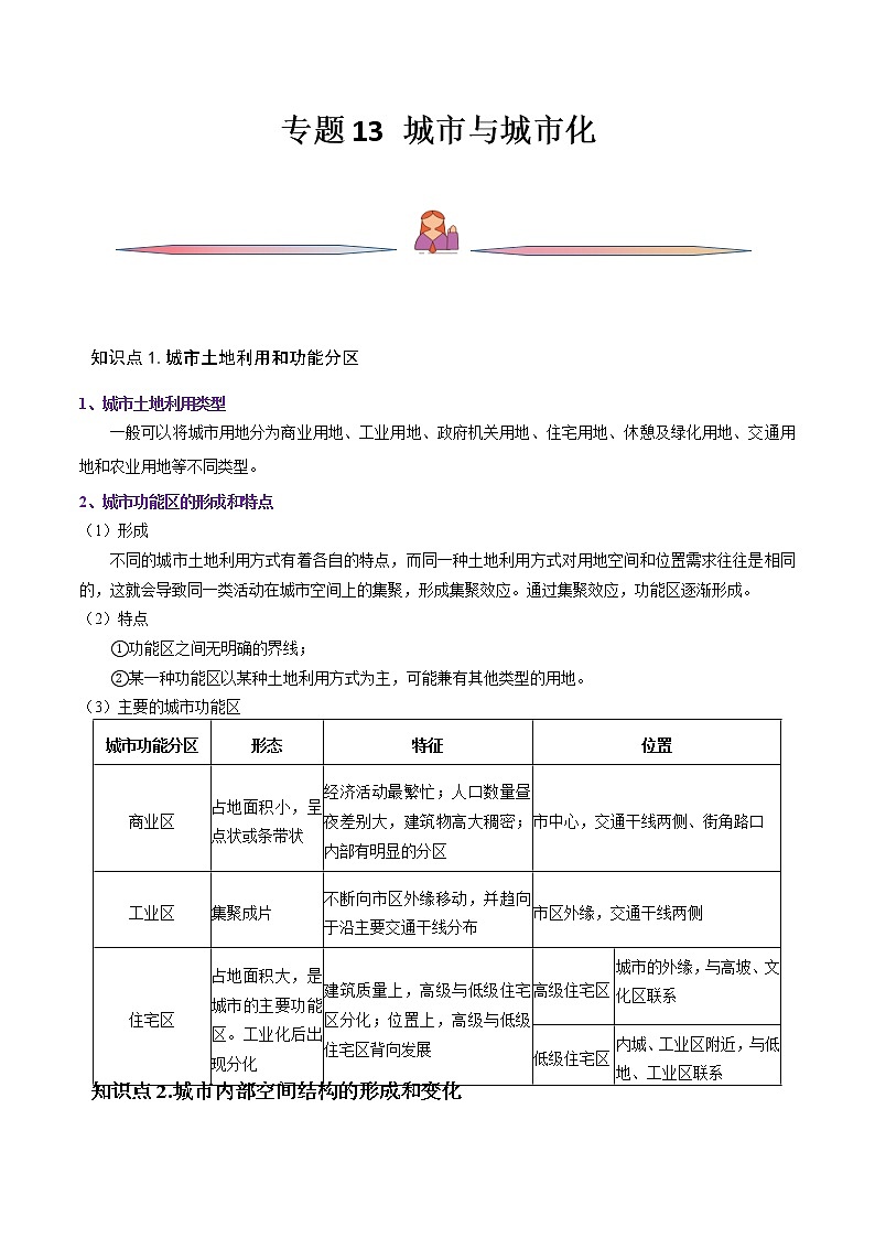 高考地理一轮复习讲与练专题13城市与城市化（教师版）第1页