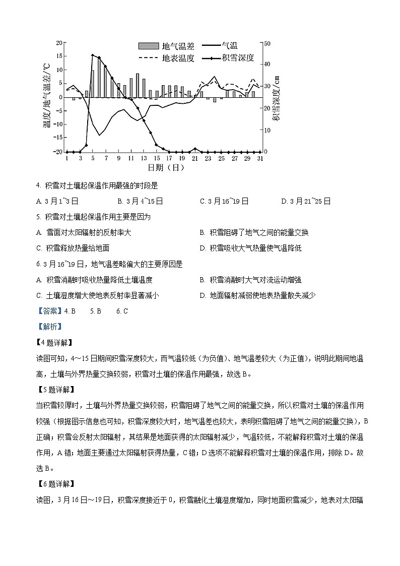 2022长沙南雅中学高二下学期期中考试地理含解析03