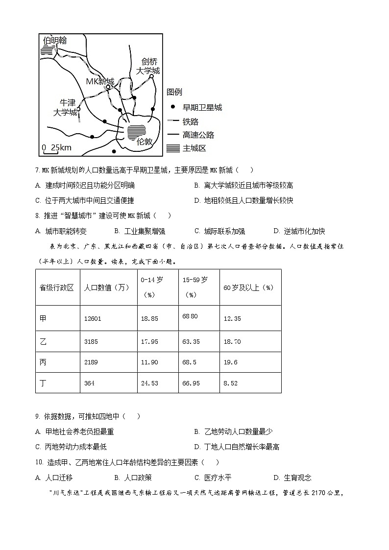 2022浙北G2联盟（湖州中学、嘉兴一中）高二下学期期中联考试题地理含解析03