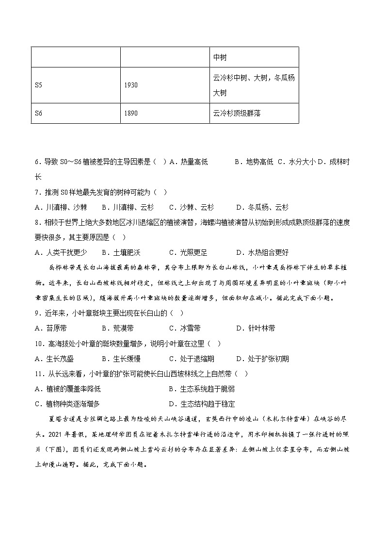 11差异性与自然环境——【备考2023】高考地理小题集训（新高考专用）（原卷版+解析版）03