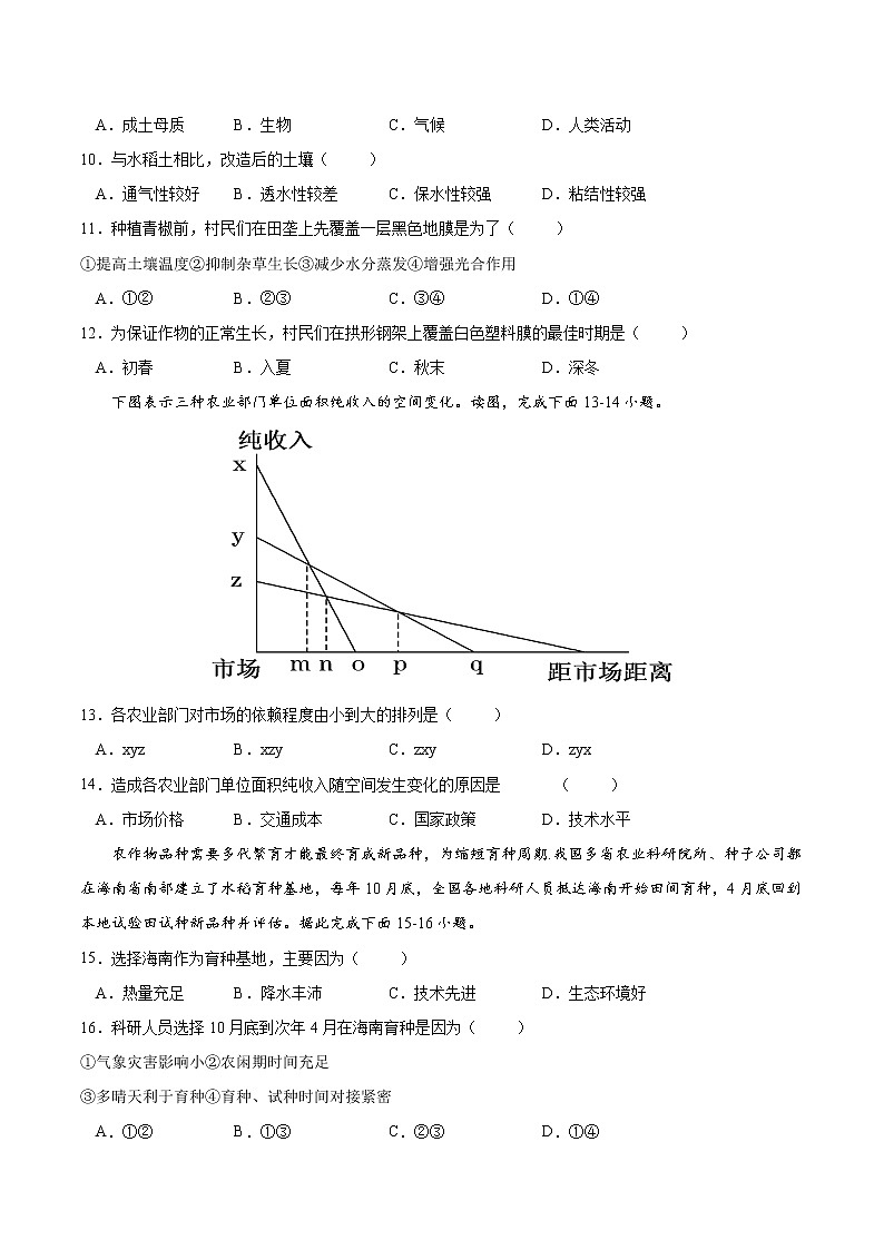 3.1 农业区位因素-高一地理下学期同步课堂精讲练（中图版必修第二册）03