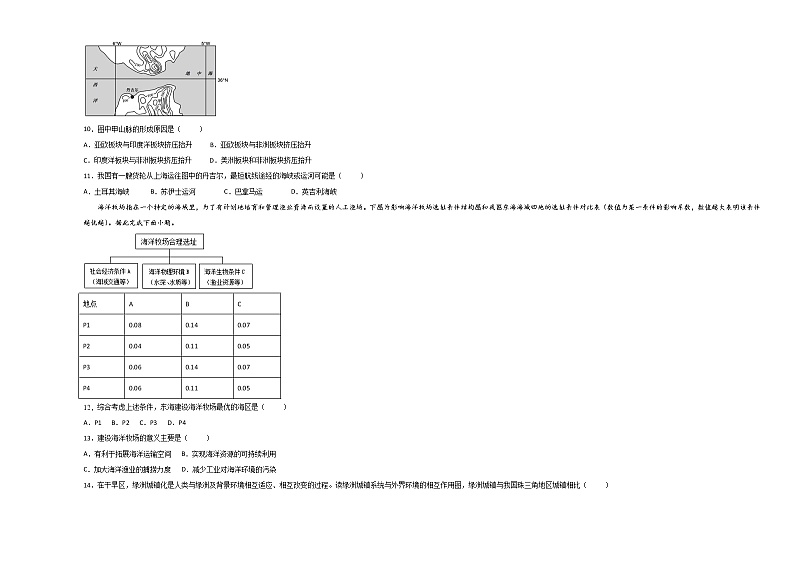 2022舟山舟山中学高三下学期3月质量抽查地理试题含答案第3页