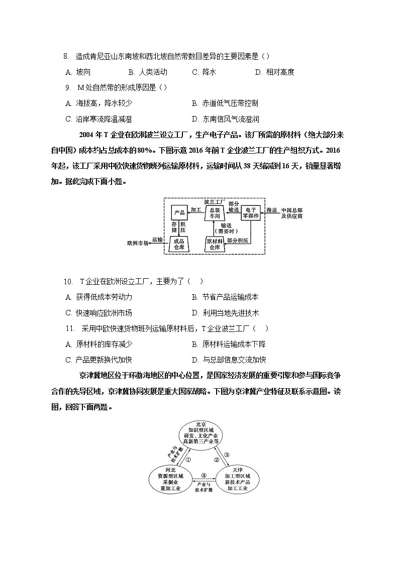 天津市市区重点中学2022-2023学年地理联考模拟试卷（一）试题（Word版附答案）03