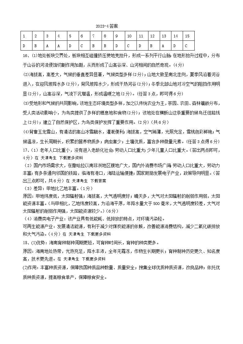 地理答案第1页