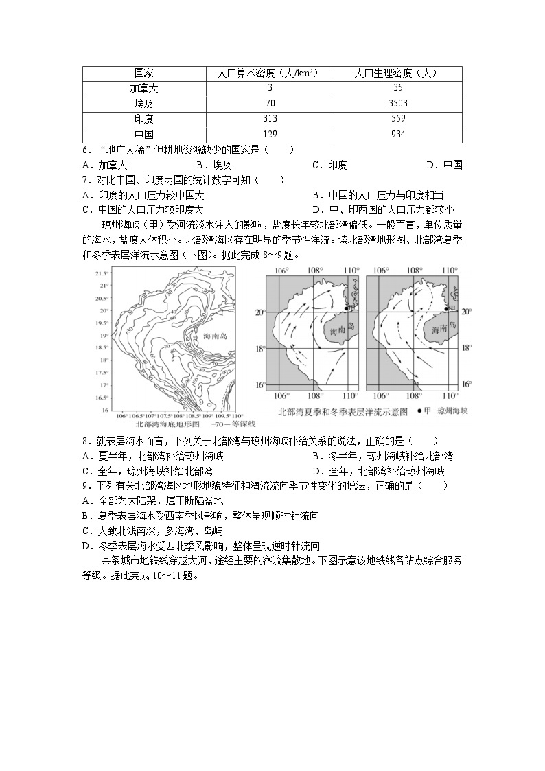 湖南省永州市第一中学2022-2023学年高一地理下学期3月月考试题（Word版附答案）02