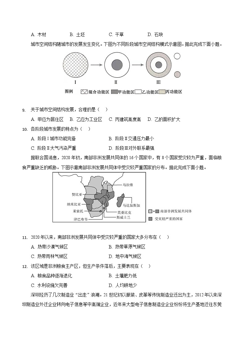 2021-2022学年重庆市缙云教育联盟高一6月质量检测地理试题03
