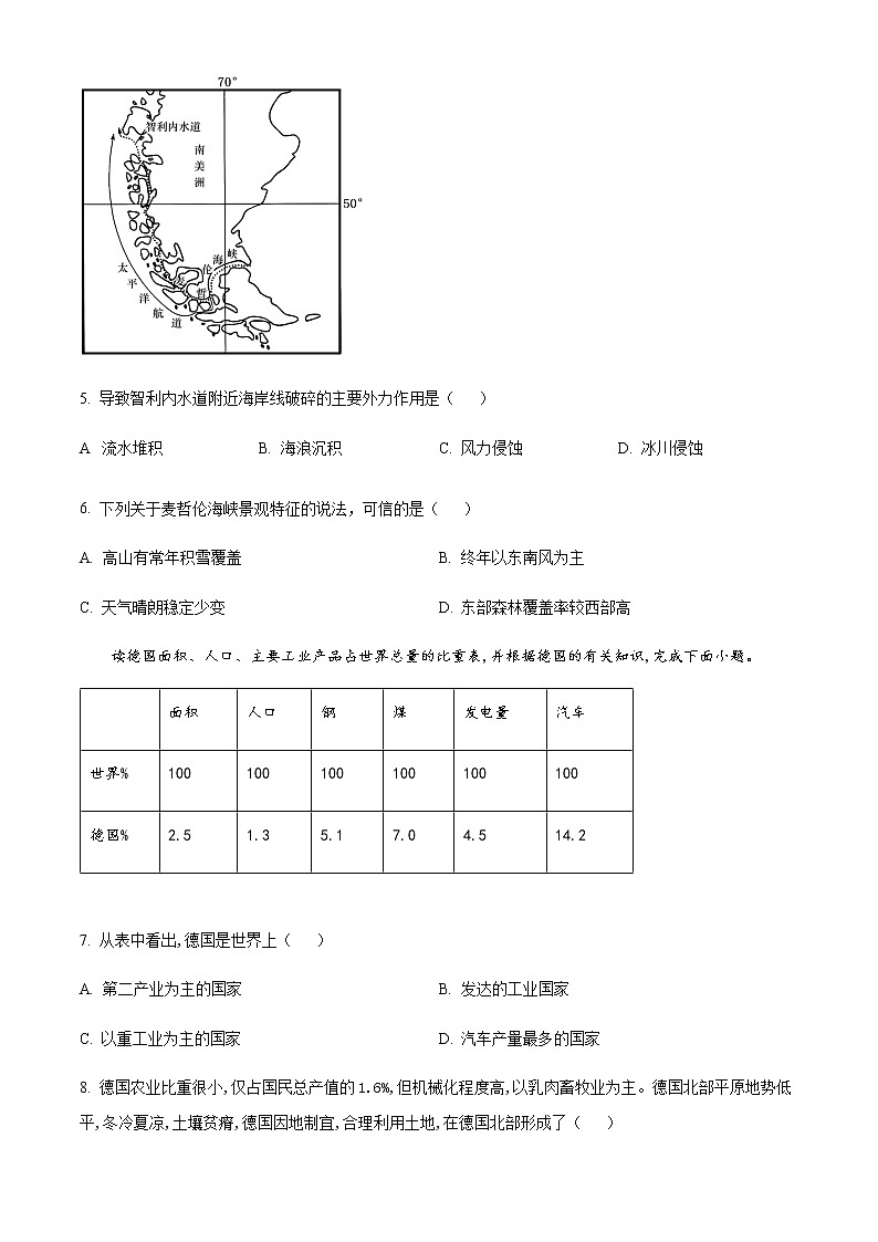 2022-2023学年湖北省武汉市问津教育联合体高二下学期3月质量检测地理试题含答案03
