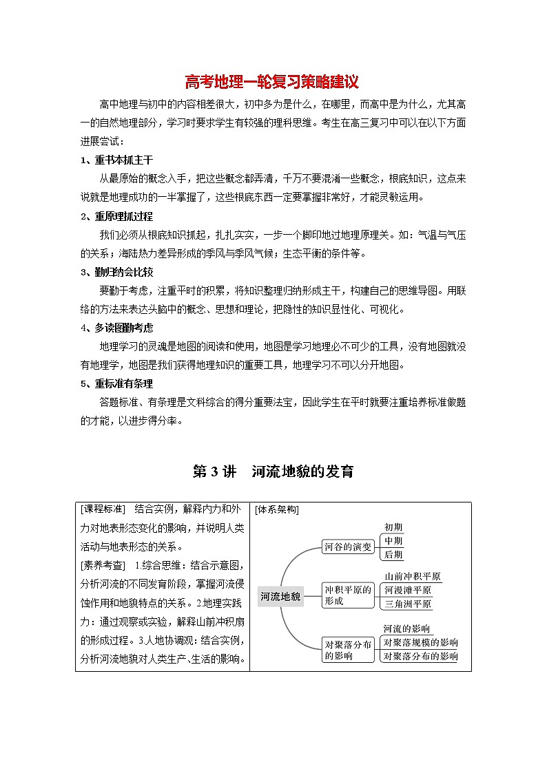 新人教版高考地理一轮复习讲义  第1部分 第5章 第3讲 课时32　河谷的演变01