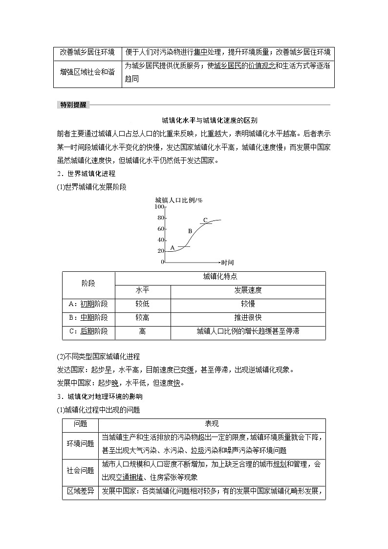 新人教版高考地理一轮复习讲义  第2部分 第2章 课时51　城镇化02