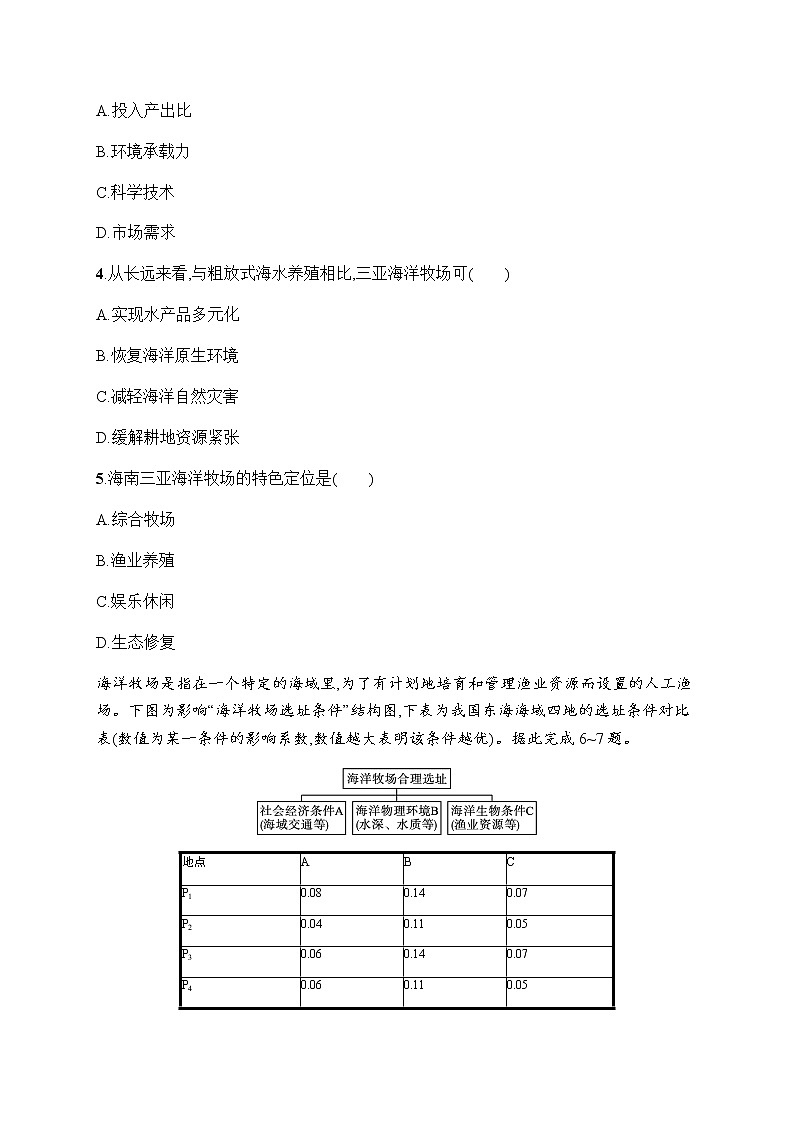 人教版高中地理选择性必修3第二章资源安全与国家安全第四节海洋空间资源开发与国家安全习题含答案第2页