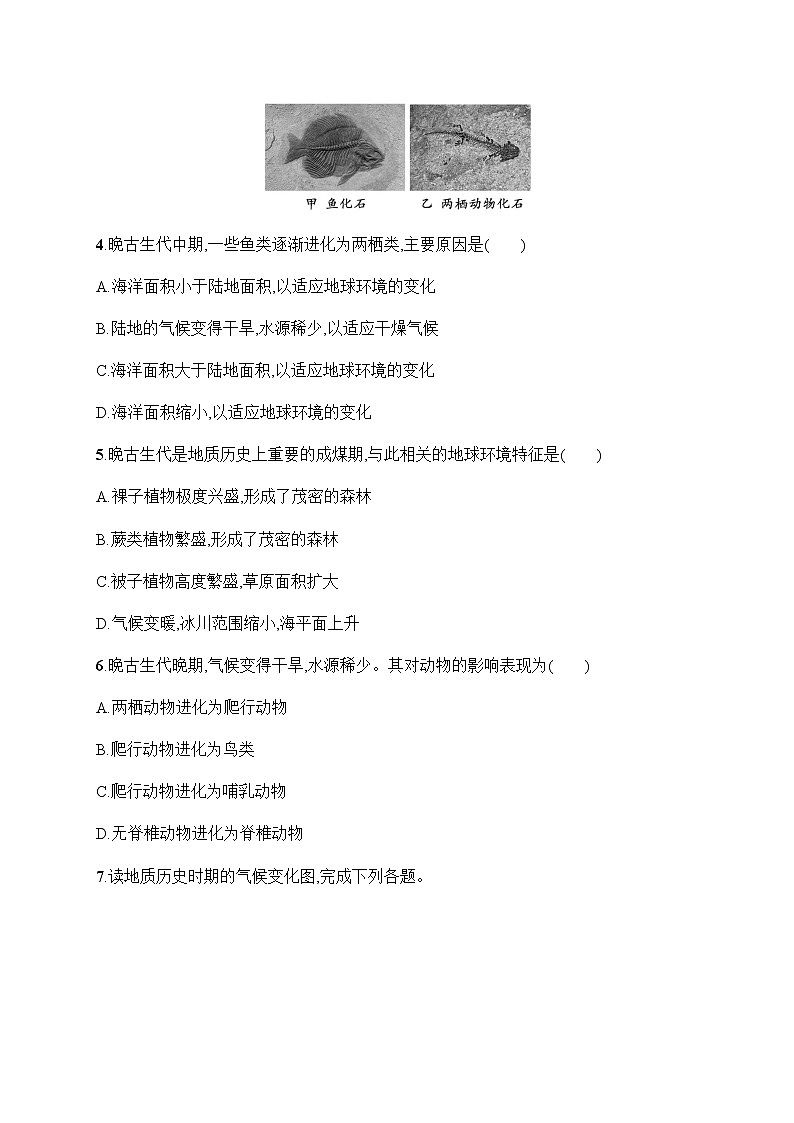 人教版高中地理必修第一册第1章宇宙中的地球第3节地球的历史习题含答案02