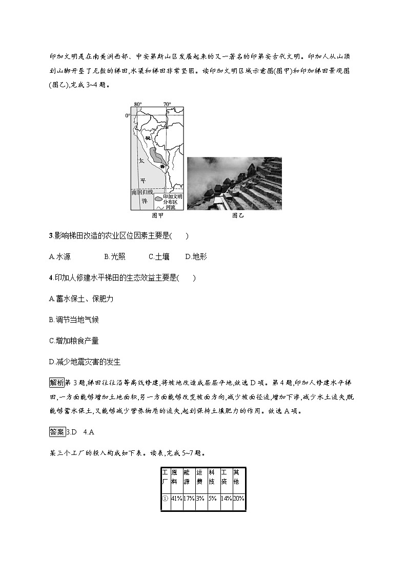 人教版高中地理必修第二册第三章产业区位因素章末检测含答案第2页