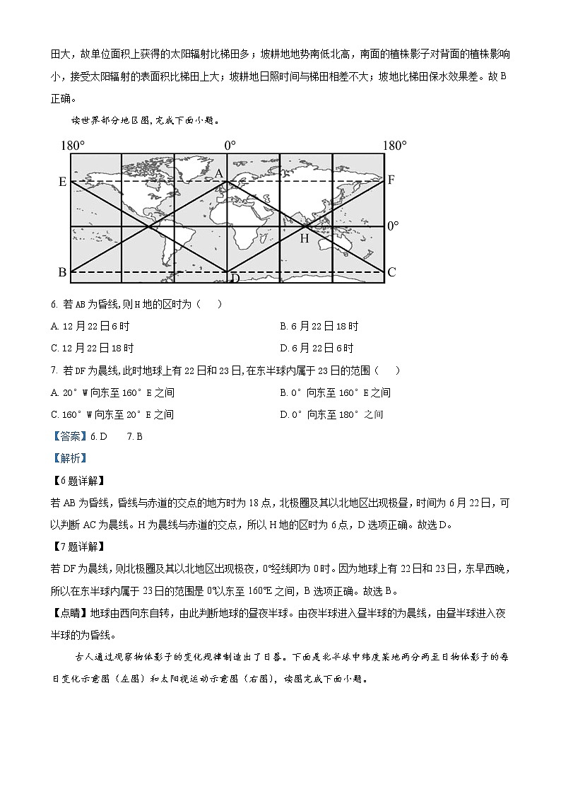 2022-2023学年江苏省淮安市马坝高级中学高三上学期9月质量检测  地理试题（解析版）03