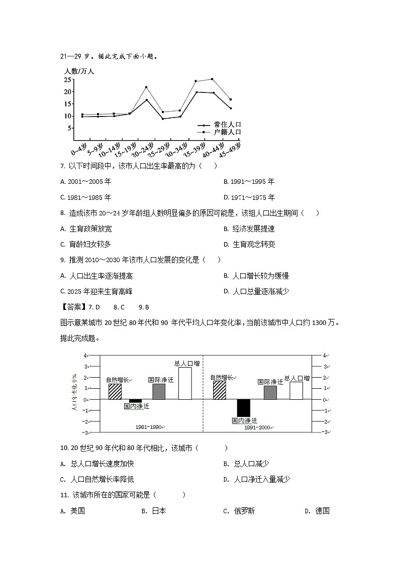 2021-2022学年黑龙江省大庆市东风中学高二下学期开学考试地理试题（Word版）03